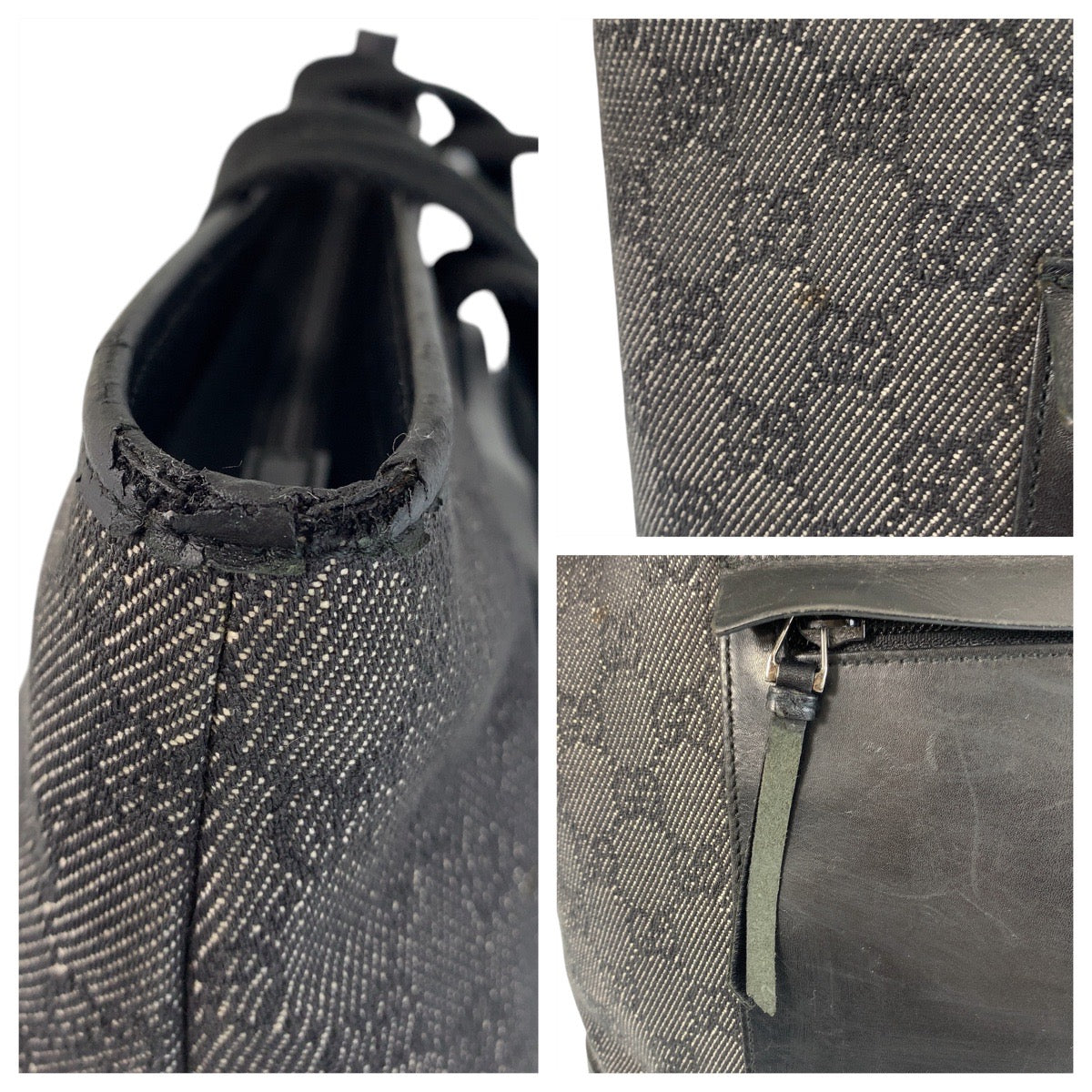 14909
GUCCI グッチ ブラック 黒 GGキャンバス / レザー 34339 トートバッグ ショルダーバッグ  レディース