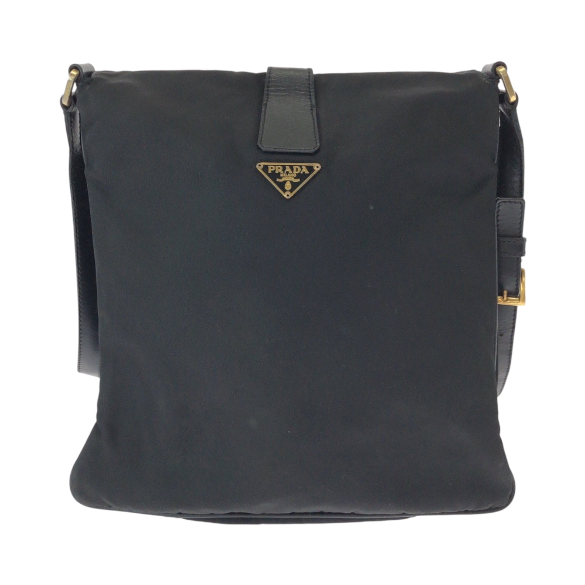 14910
PRADA プラダ テスート 三角ロゴプレート ブラック 黒 ゴールド金具 ナイロン ショルダーバッグ ポシェット  レディース ABP18