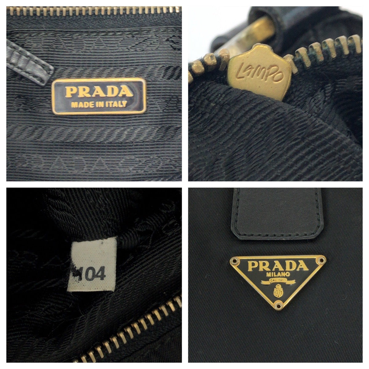 14910
PRADA プラダ テスート 三角ロゴプレート ブラック 黒 ゴールド金具 ナイロン ショルダーバッグ ポシェット  レディース ABP18