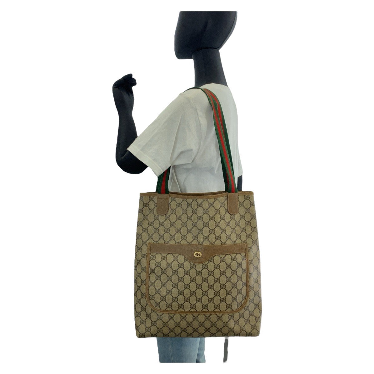14912
GUCCI グッチ シェリーライン オールドグッチ ベージュ ブラウン GGスプリームキャンバス / レザー 89 02 003 トートバッグ ショルダーバッグ  レディース