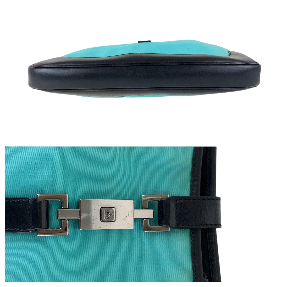 14913
GUCCI グッチ ジャッキー ホーボー ミントグリーン ブラック シルバー金具 キャンバス / レザー 001 3306 ショルダーバッグ  レディース