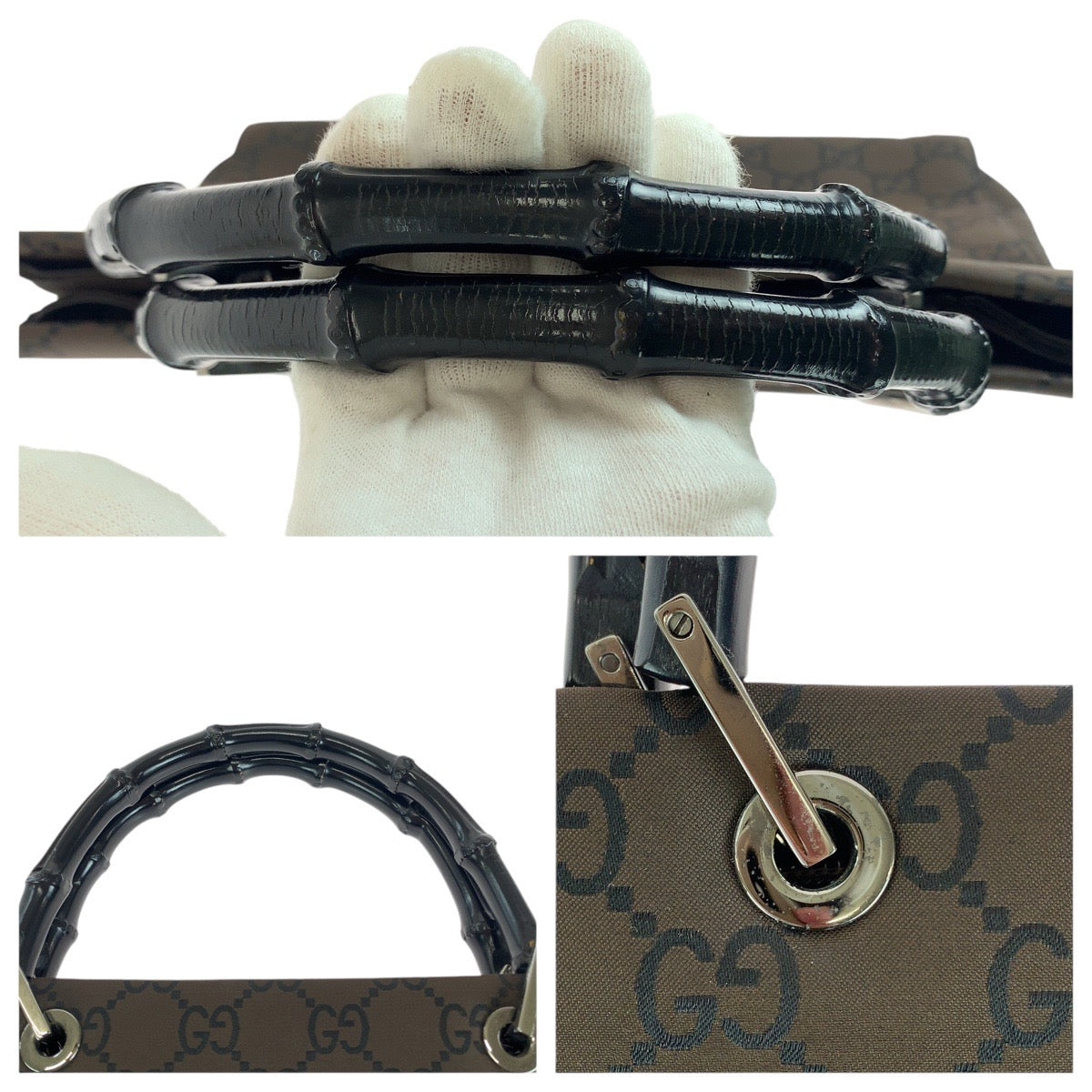 14918
GUCCI グッチ バンブー ジャンボGG ブラウン シルバー金具 GGキャンバス 002 1010 トートバッグ ハンドバッグ  レディース