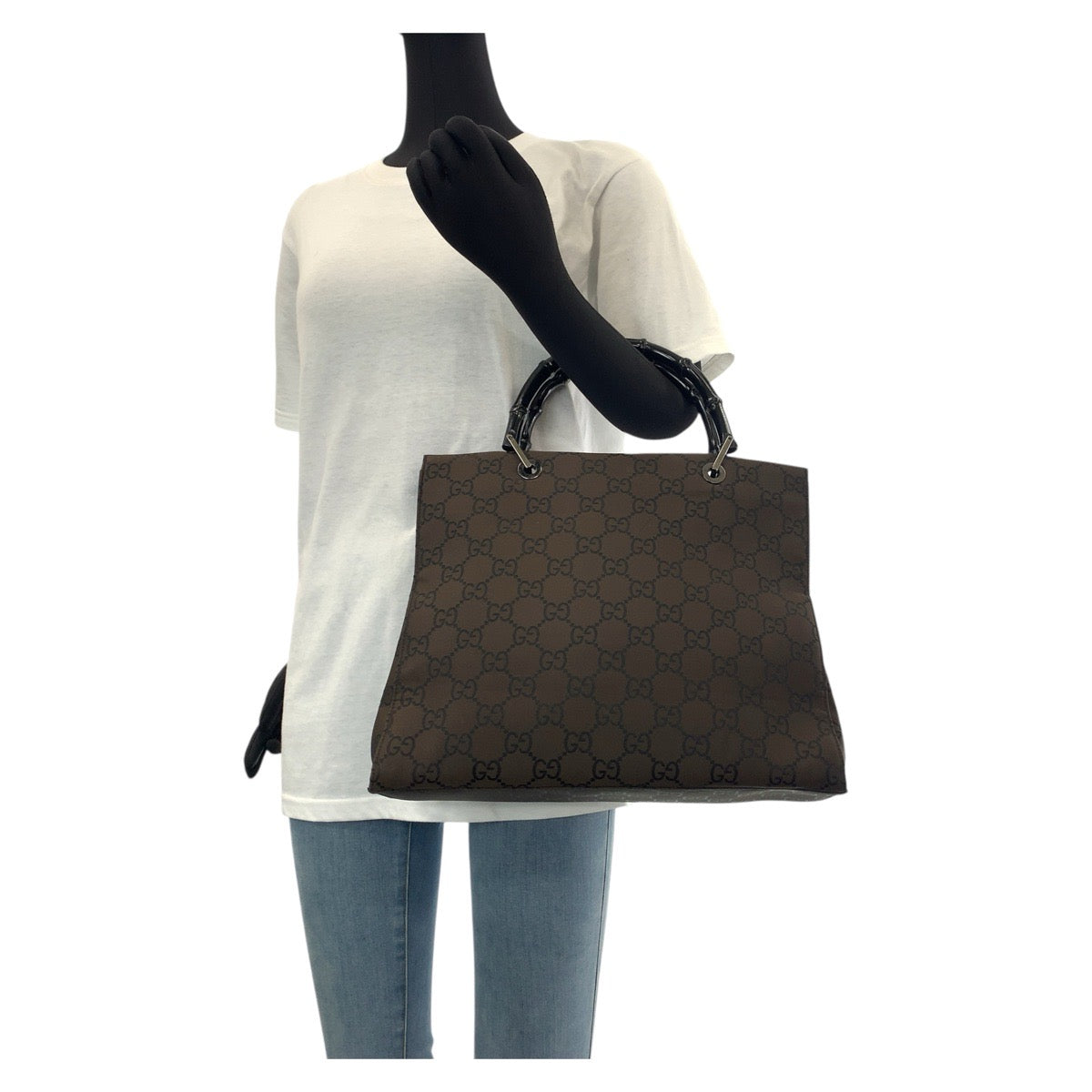 14918
GUCCI グッチ バンブー ジャンボGG ブラウン シルバー金具 GGキャンバス 002 1010 トートバッグ ハンドバッグ  レディース