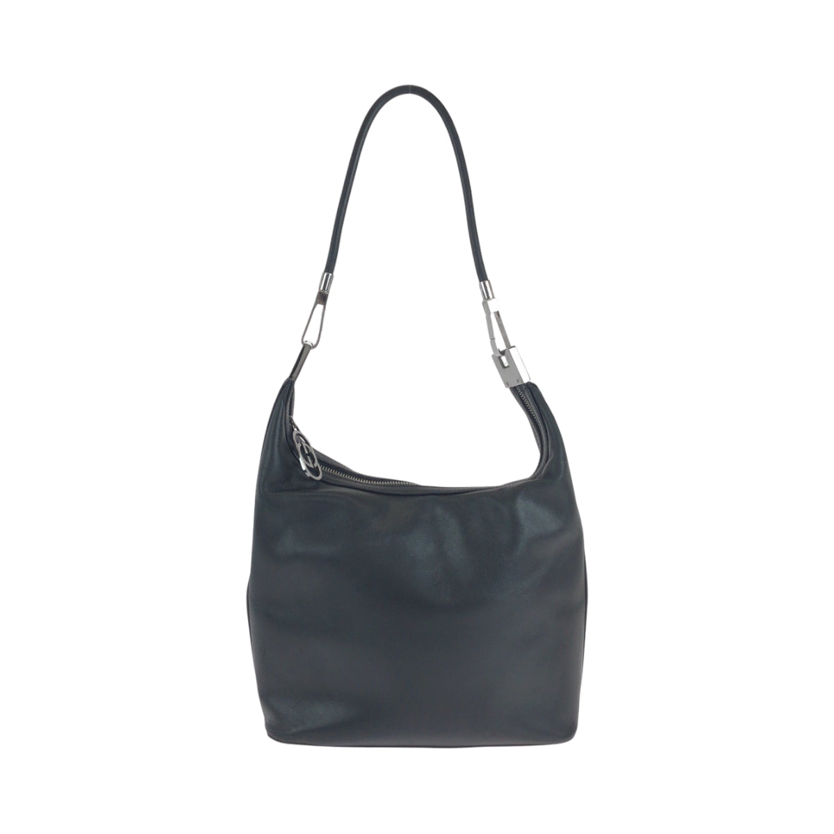 14919
GUCCI グッチ ブラック 黒 シルバー金具 レザー 001 3814  002122 ホーボー ワンショルダーバッグ 肩掛け  レディース
