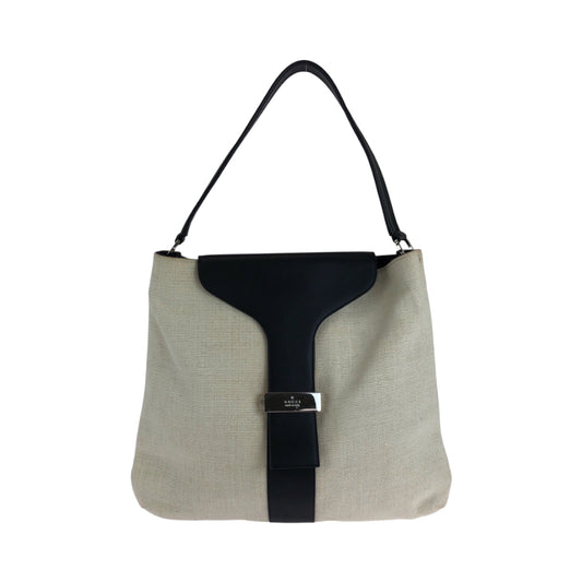 14920
GUCCI グッチ アイボリー ブラック 黒 シルバー金具 コットン 001 4014 001013 ホーボー ワンショルダーバッグ 肩掛け  レディース
