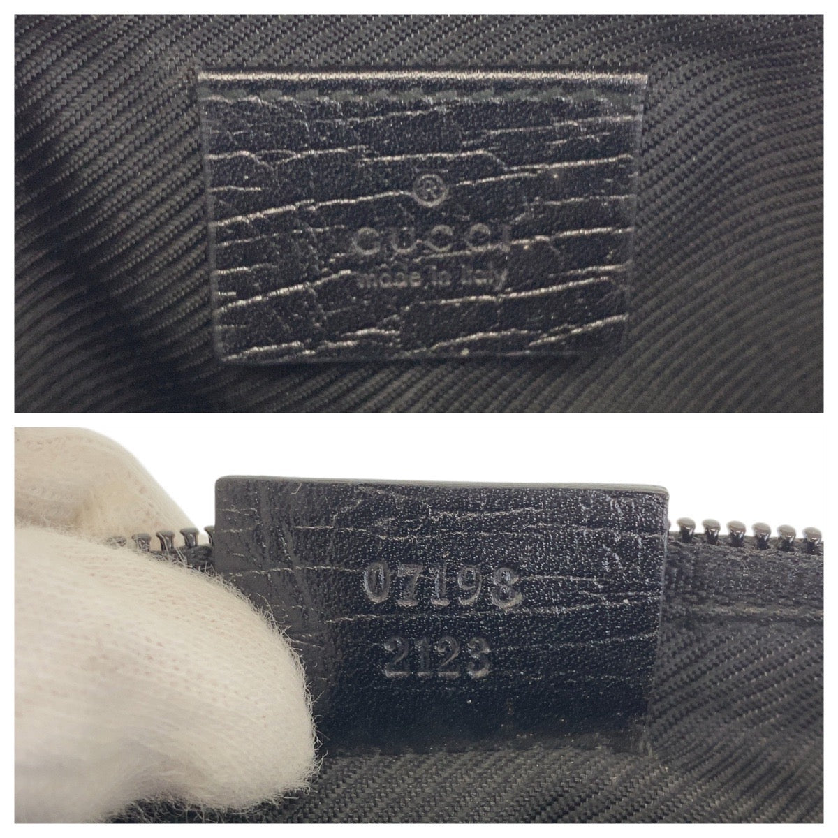 14922
GUCCI グッチ ブラック 黒 GGキャンバス / レザー 7198 ハンドバッグ アクセサリーポーチ  レディース