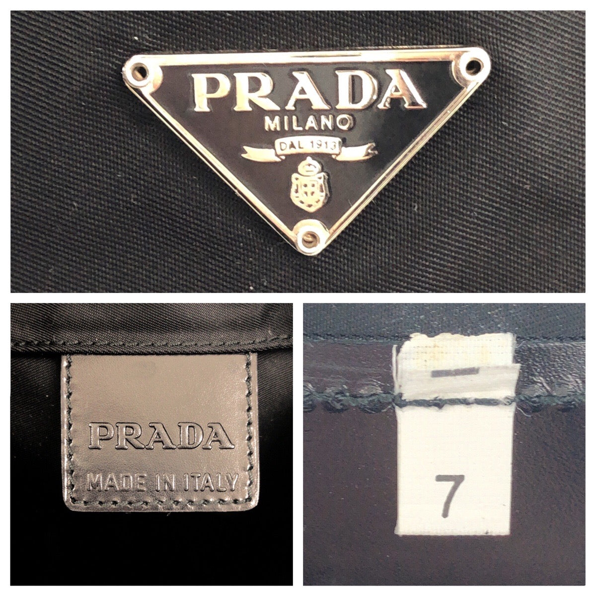14923
PRADA プラダ テスート 三角ロゴプレート ブラック 黒 シルバー金具 ナイロン ポーチ 巾着ポーチ  レディース