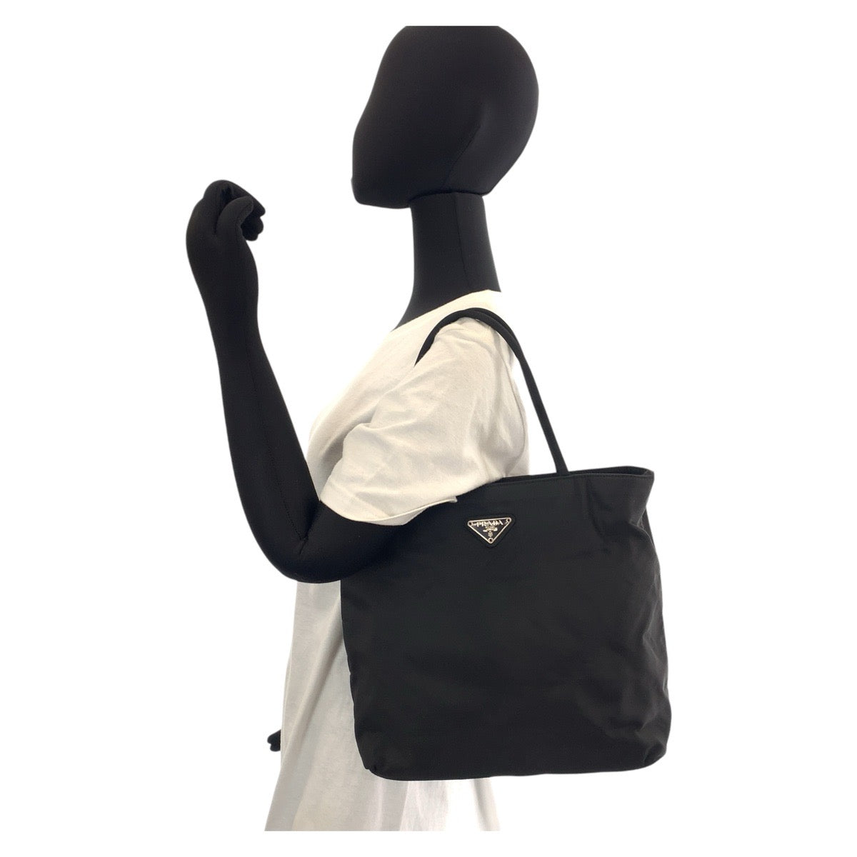 14924
PRADA プラダ テスート 三角ロゴプレート ブラック 黒 シルバー金具 ナイロン トートバッグ ショルダーバッグ  レディース