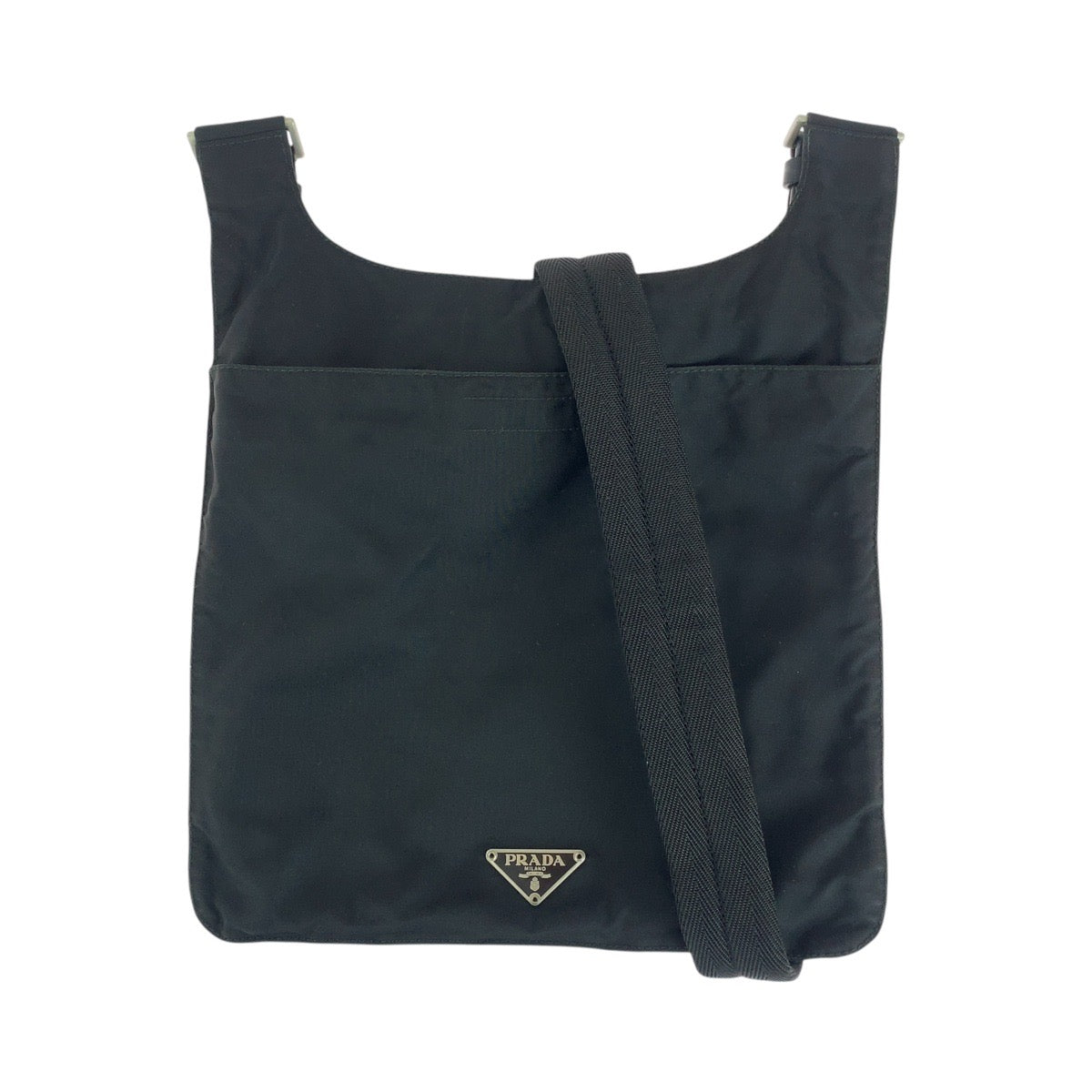 14925
PRADA プラダ テスート 三角ロゴプレート ブラック 黒 シルバー金具 ナイロン ショルダーバッグ ポシェット  レディース