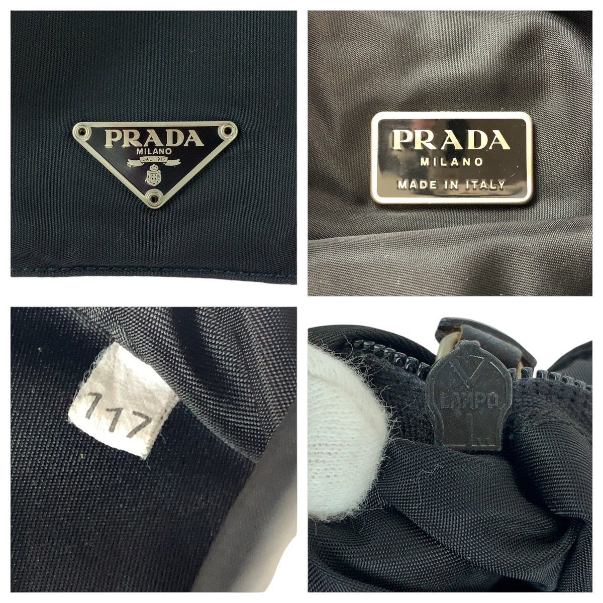 14925
PRADA プラダ テスート 三角ロゴプレート ブラック 黒 シルバー金具 ナイロン ショルダーバッグ ポシェット  レディース