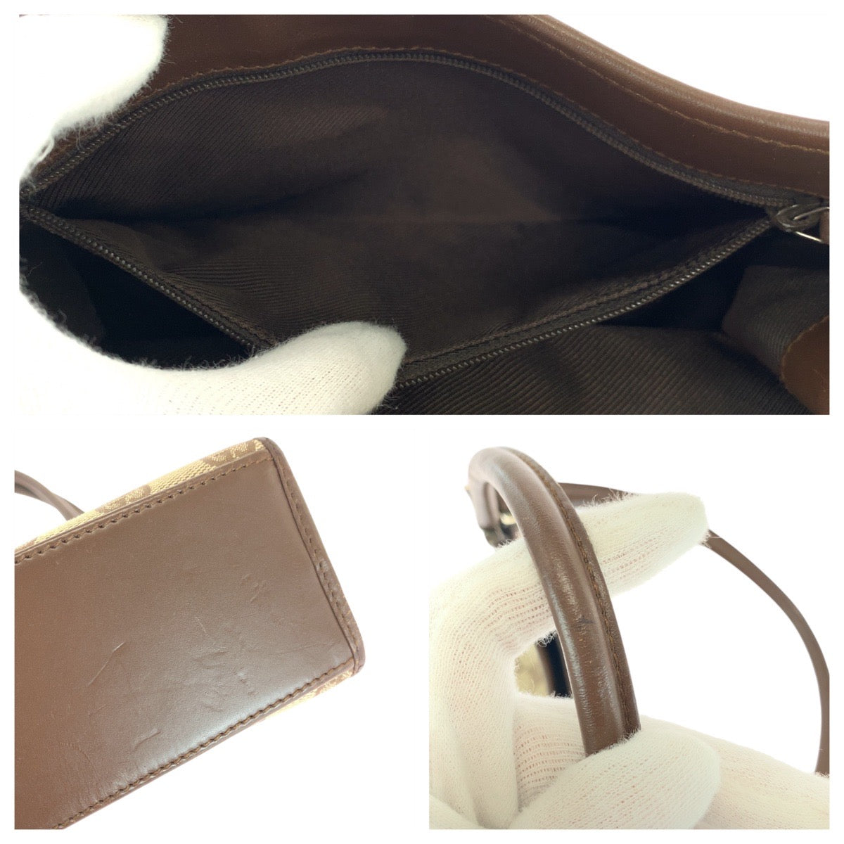 14926
GUCCI グッチ ジャッキー ブラウン 茶 シルバー金具 GGキャンバス / レザー 1721 ハンドバッグ ショルダーバッグ  レディース