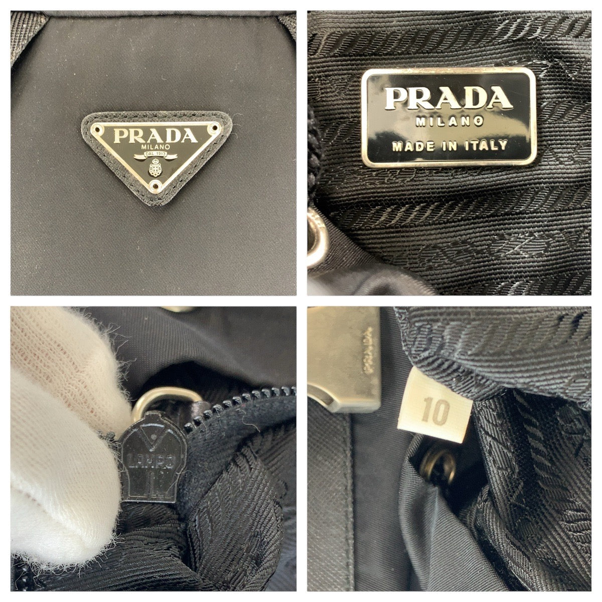 14927
PRADA プラダ テスート サフィアーノ 三角ロゴプレート ブラック 黒 シルバー金具 ナイロン / レザー リュック・デイパック バックパック 男女兼用  レディース AB39