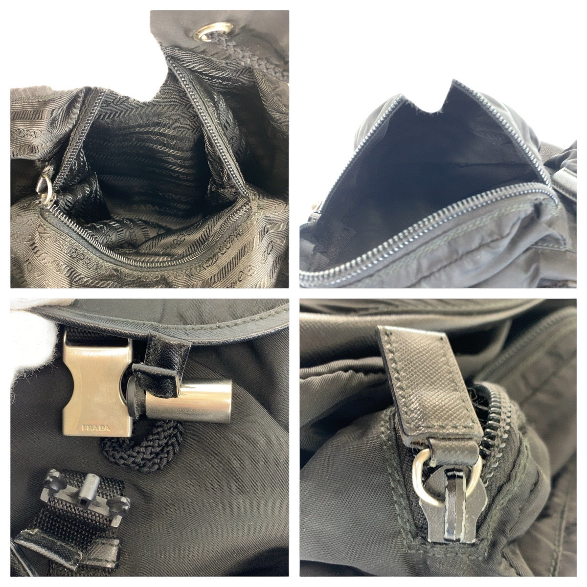 14927
PRADA プラダ テスート サフィアーノ 三角ロゴプレート ブラック 黒 シルバー金具 ナイロン / レザー リュック・デイパック バックパック 男女兼用  レディース AB39