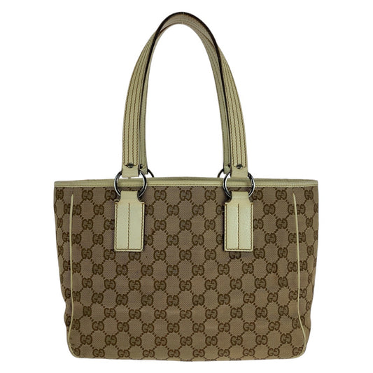14928
GUCCI グッチ ベージュ ホワイト 白 GGキャンバス / レザー 11309 トートバッグ ショルダーバッグ  レディース