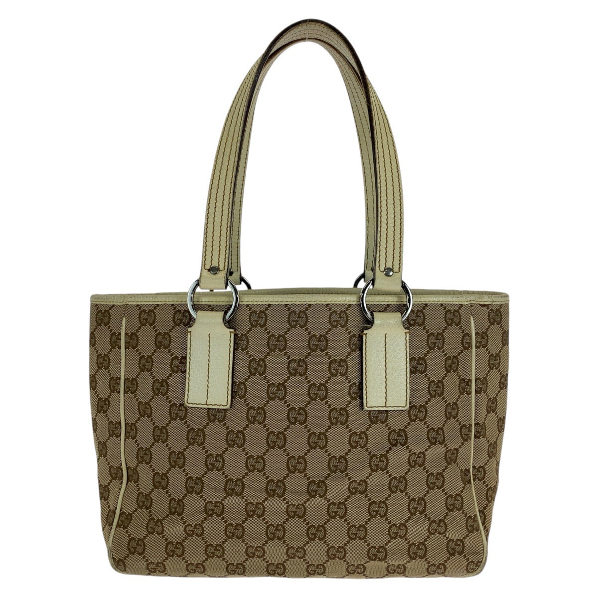 14928
GUCCI グッチ ベージュ ホワイト 白 GGキャンバス / レザー 11309 トートバッグ ショルダーバッグ  レディース