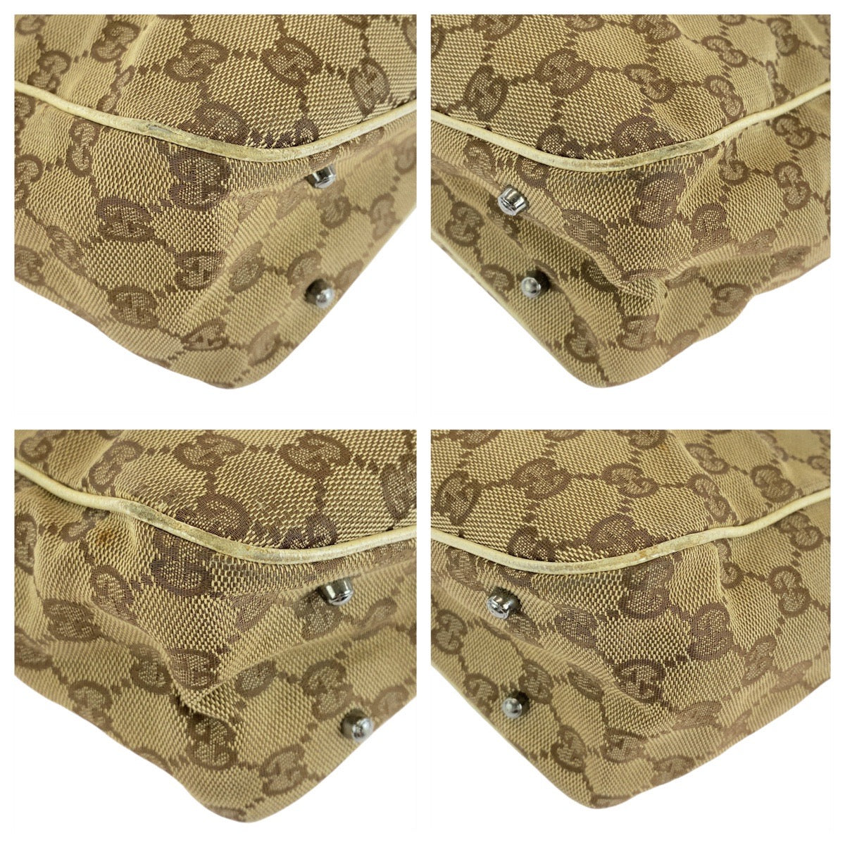 14928
GUCCI グッチ ベージュ ホワイト 白 GGキャンバス / レザー 11309 トートバッグ ショルダーバッグ  レディース