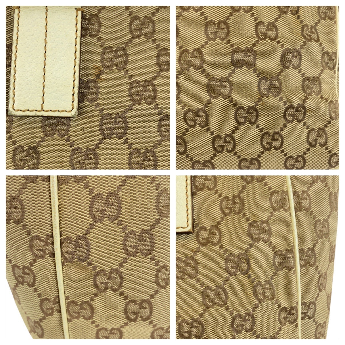 14928
GUCCI グッチ ベージュ ホワイト 白 GGキャンバス / レザー 11309 トートバッグ ショルダーバッグ  レディース
