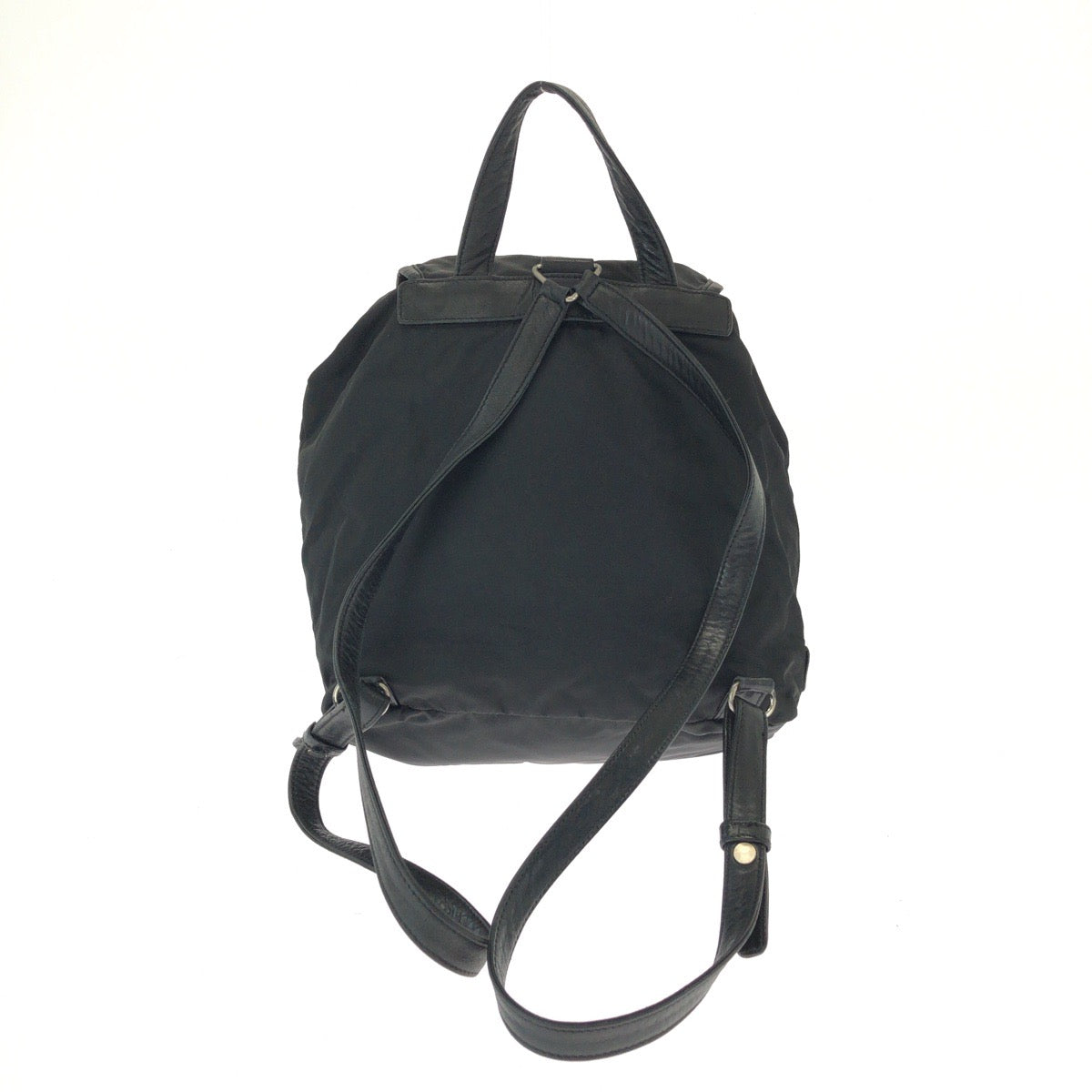 14931
 PRADA Prada Tessuto Black Silver Hardware Nylon/Leather Rucksack Backpack Unisex Women's