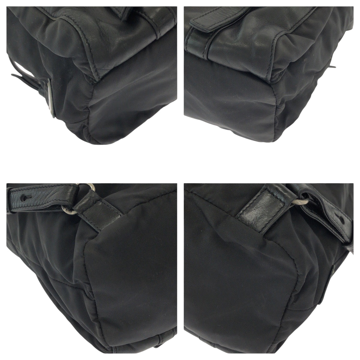 14931
 PRADA Prada Tessuto Black Silver Hardware Nylon/Leather Rucksack Backpack Unisex Women's