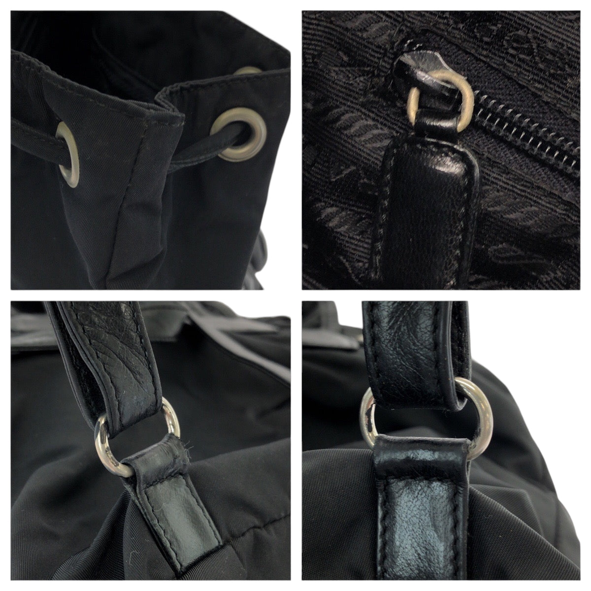 14931
 PRADA Prada Tessuto Black Silver Hardware Nylon/Leather Rucksack Backpack Unisex Women's