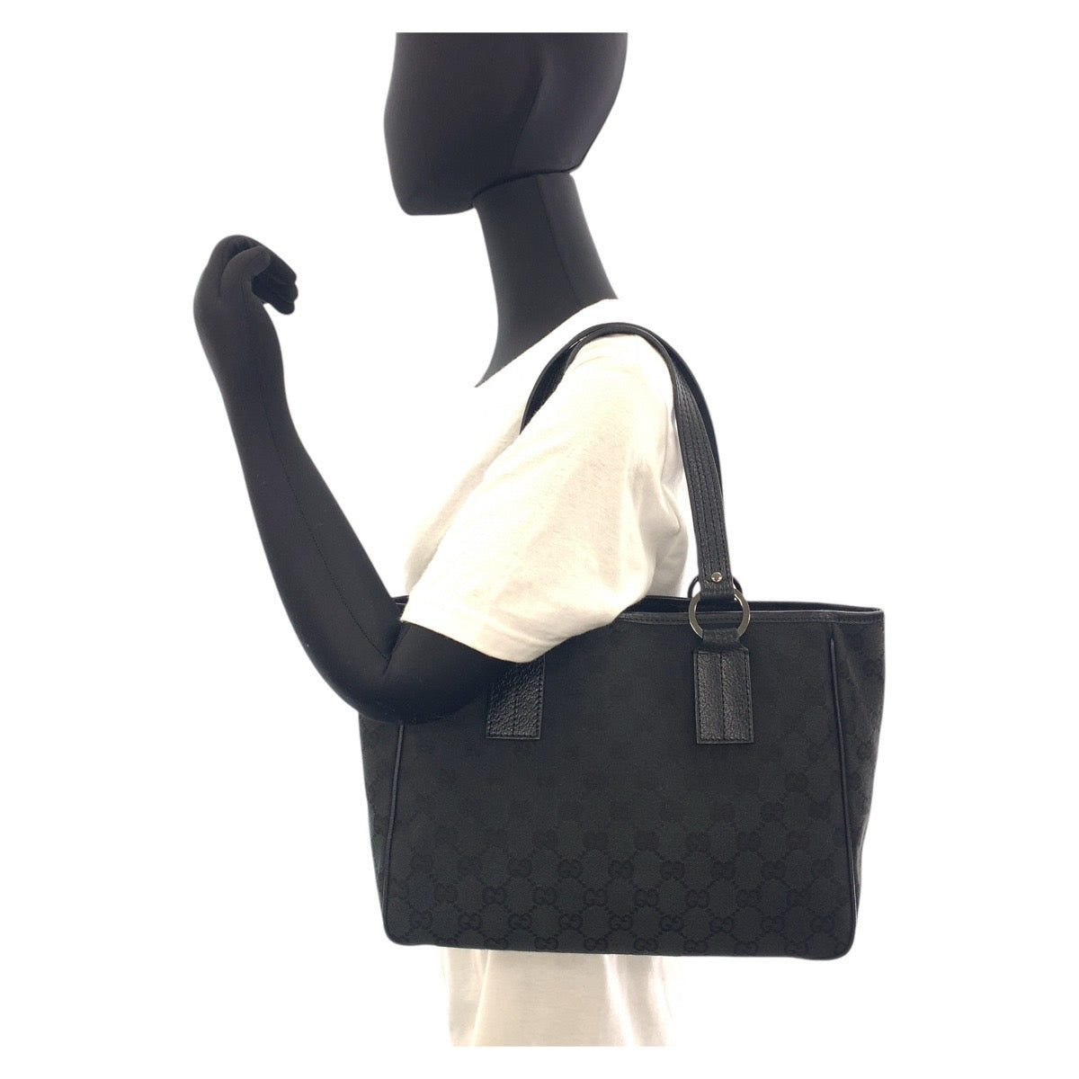 14933
GUCCI グッチ ブラック 黒 GGキャンバス / レザー 113019 トートバッグ ショルダーバッグ  レディース ABP32