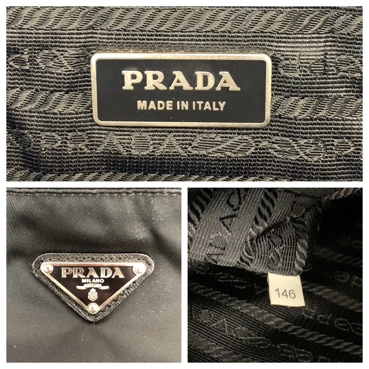 14934
PRADA プラダ テスート 三角ロゴプレート ブラック 黒 シルバー金具 ナイロン V407S ショルダーバッグ ビジネスバッグ 2way トートバッグ  メンズ
