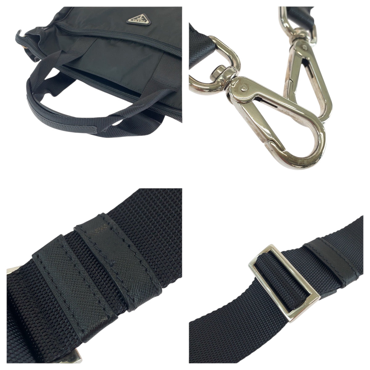 14934
PRADA プラダ テスート 三角ロゴプレート ブラック 黒 シルバー金具 ナイロン V407S ショルダーバッグ ビジネスバッグ 2way トートバッグ  メンズ