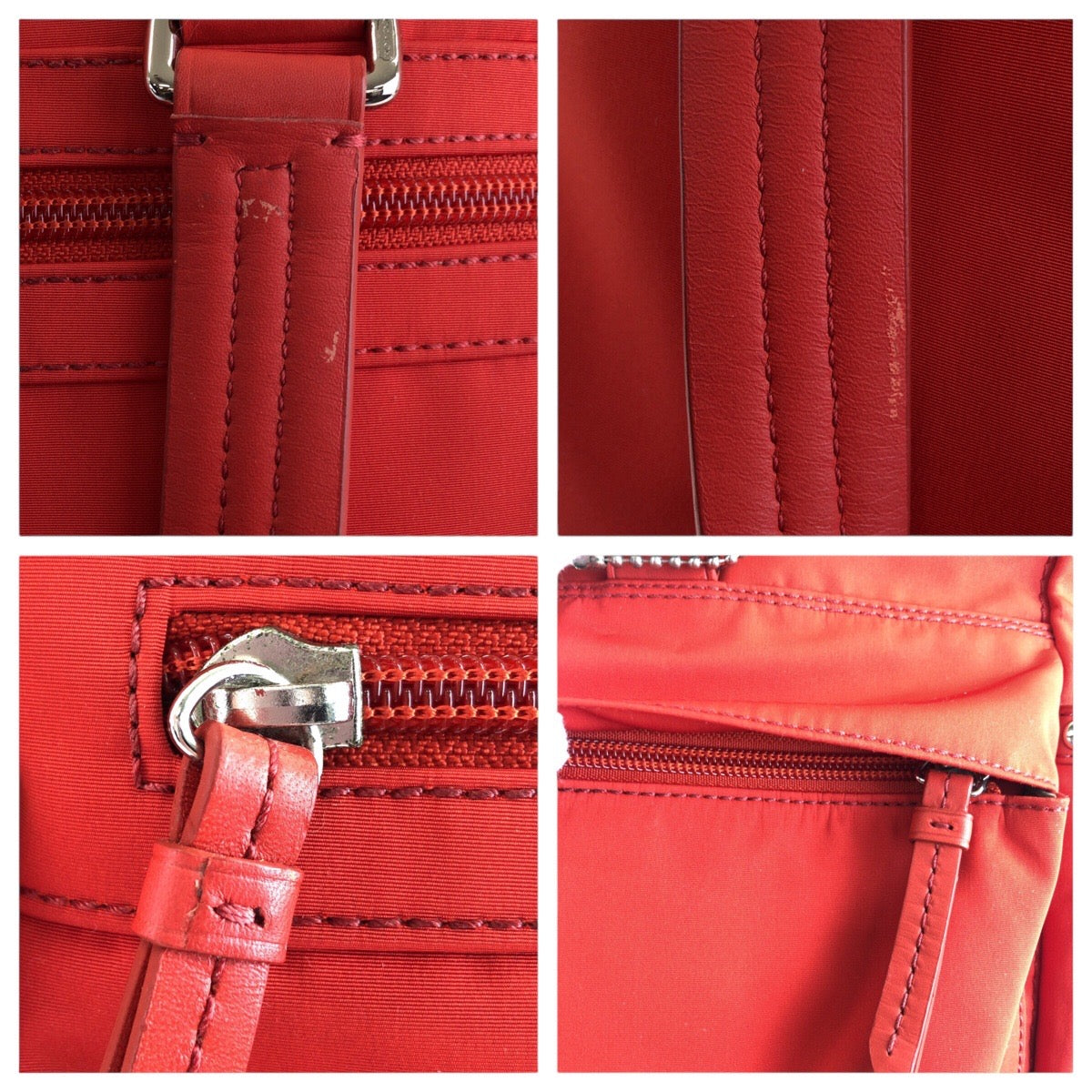 14935
COACH コーチ レッド シルバー金具 ナイロン / レザー トートバッグ ショルダーバッグ 2WAY  レディース ABP5
