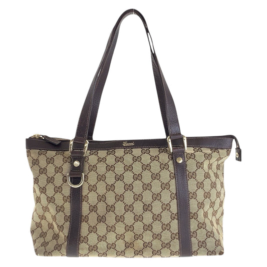 14936
GUCCI グッチ ブラウン ゴールド金具 GGキャンバス / レザー 141470 トートバッグ ショルダーバッグ  レディース