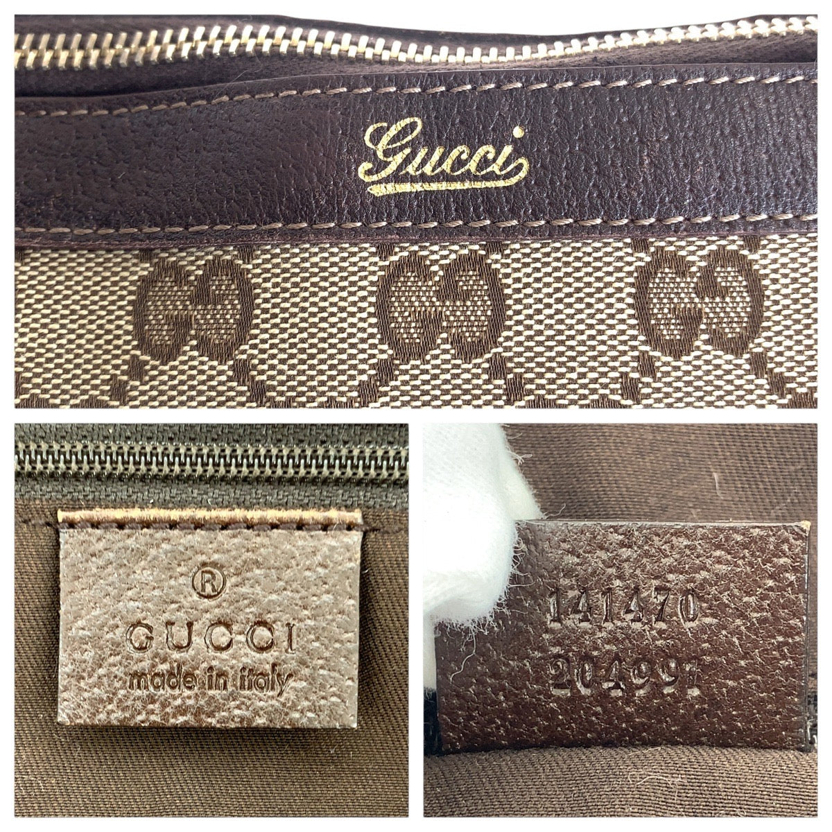 14936
GUCCI グッチ ブラウン ゴールド金具 GGキャンバス / レザー 141470 トートバッグ ショルダーバッグ  レディース