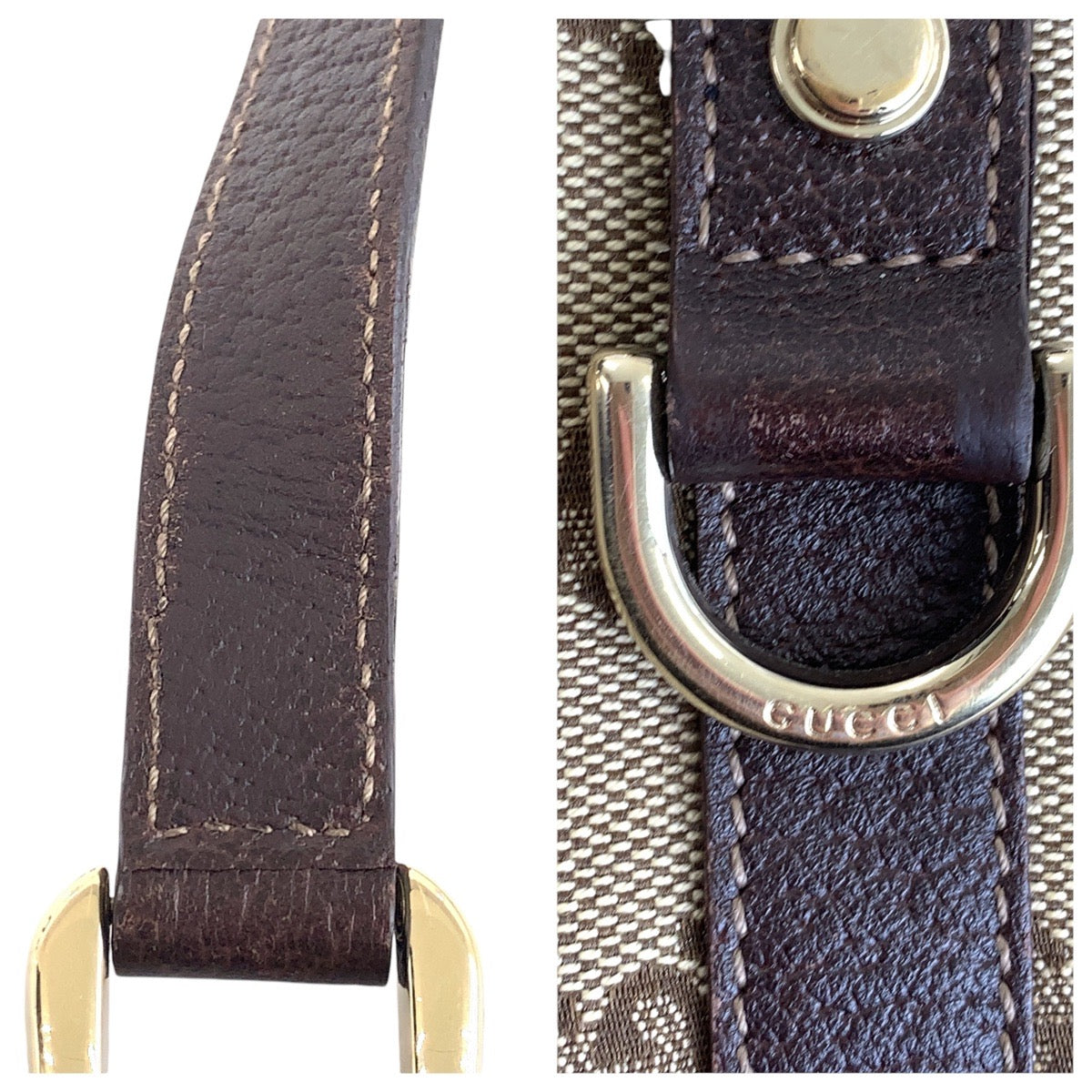 14936
GUCCI グッチ ブラウン ゴールド金具 GGキャンバス / レザー 141470 トートバッグ ショルダーバッグ  レディース