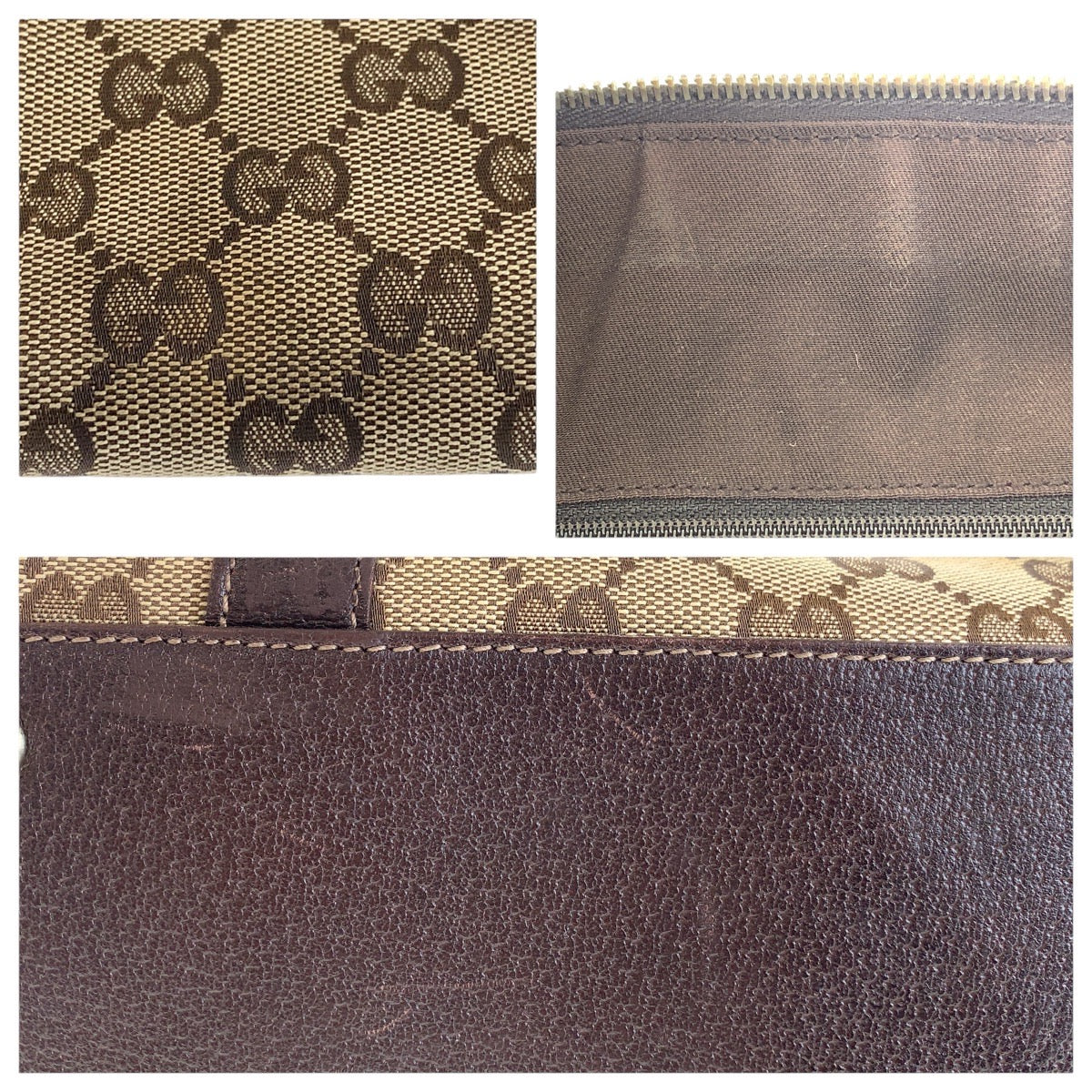 14936
GUCCI グッチ ブラウン ゴールド金具 GGキャンバス / レザー 141470 トートバッグ ショルダーバッグ  レディース