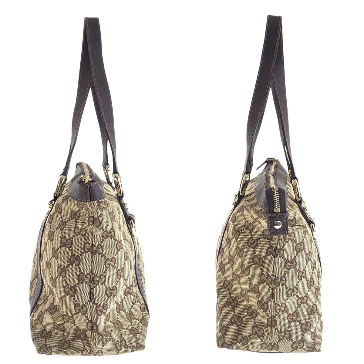 14936
GUCCI グッチ ブラウン ゴールド金具 GGキャンバス / レザー 141470 トートバッグ ショルダーバッグ  レディース