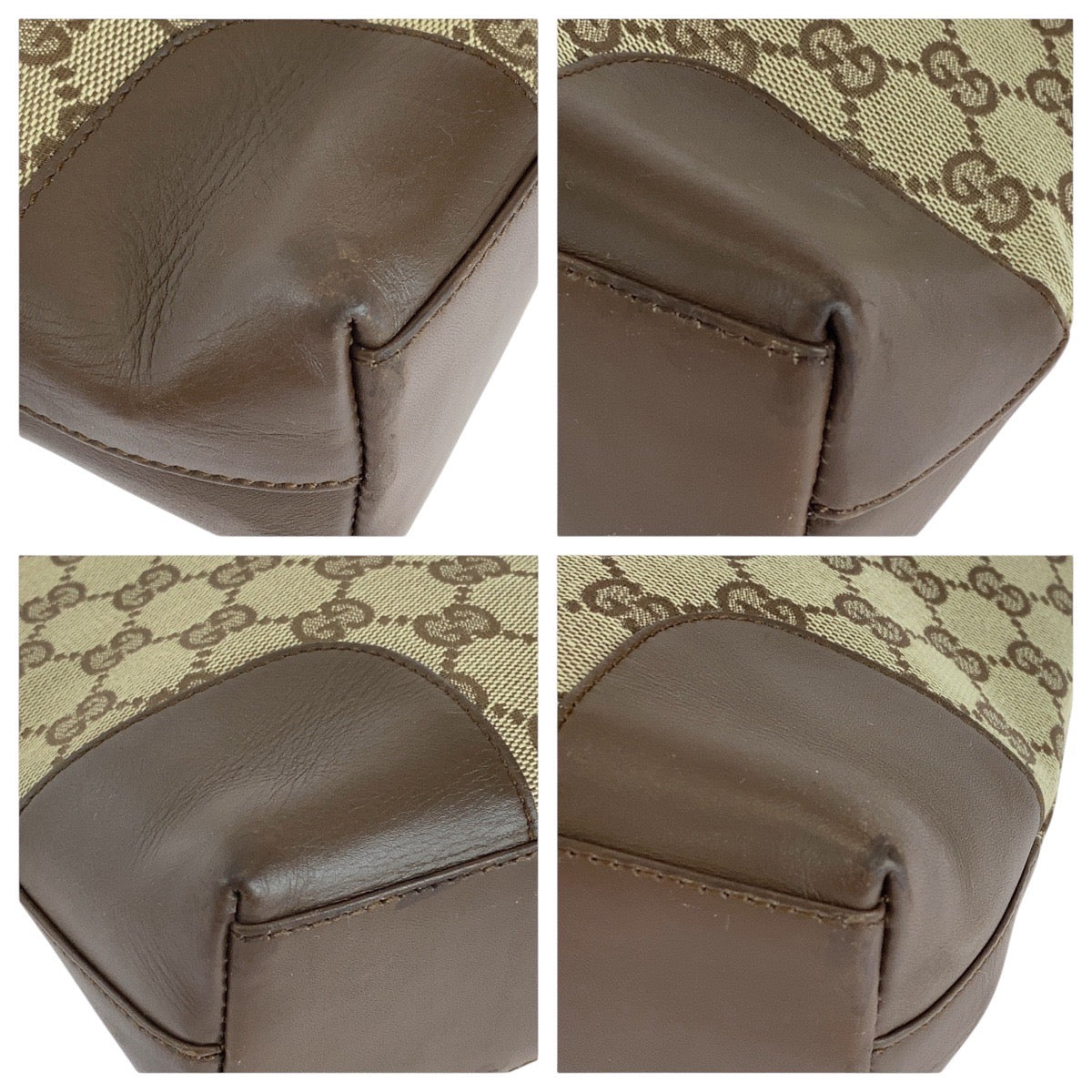 14937
GUCCI グッチ ベージュ ブラウン ゴールド金具 GGキャンバス / レザー 001 4231 トートバッグ ショルダーバッグ  レディース