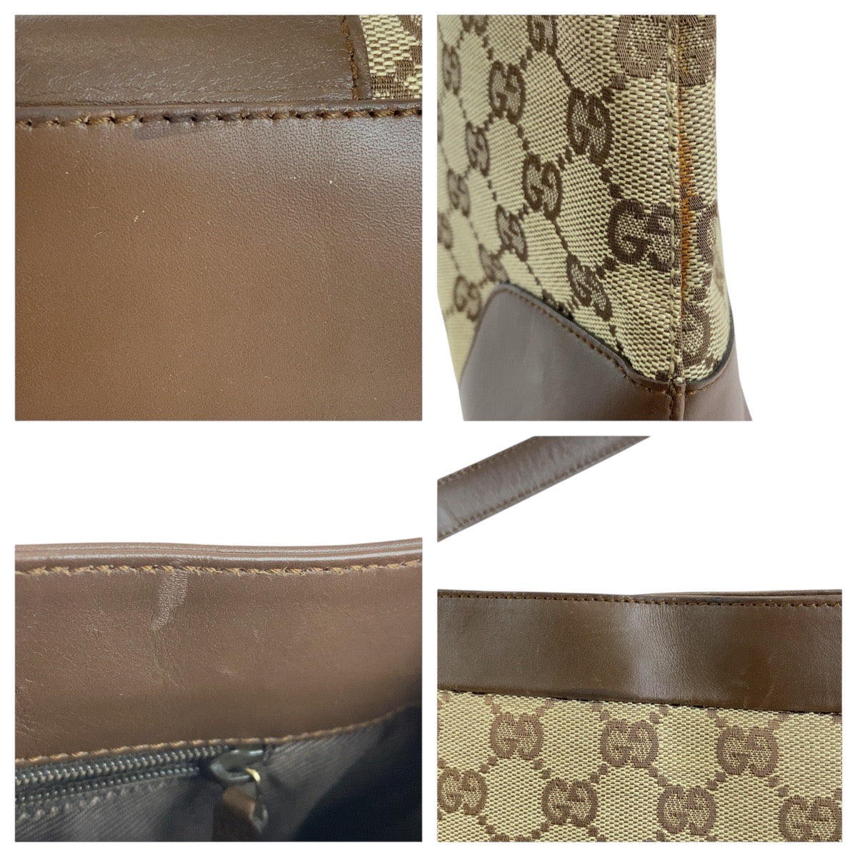 14937
GUCCI グッチ ベージュ ブラウン ゴールド金具 GGキャンバス / レザー 001 4231 トートバッグ ショルダーバッグ  レディース