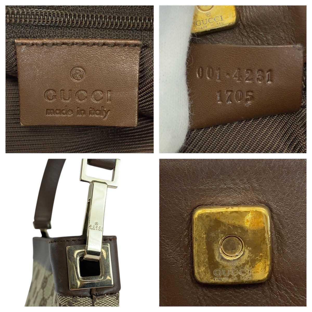 14937
GUCCI グッチ ベージュ ブラウン ゴールド金具 GGキャンバス / レザー 001 4231 トートバッグ ショルダーバッグ  レディース