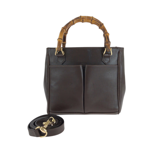 14938
GUCCI グッチ バンブー ブラウン ゴールド金具 レザー 000 032 0015 ショルダーバッグ ハンドバッグ 2way  レディース
