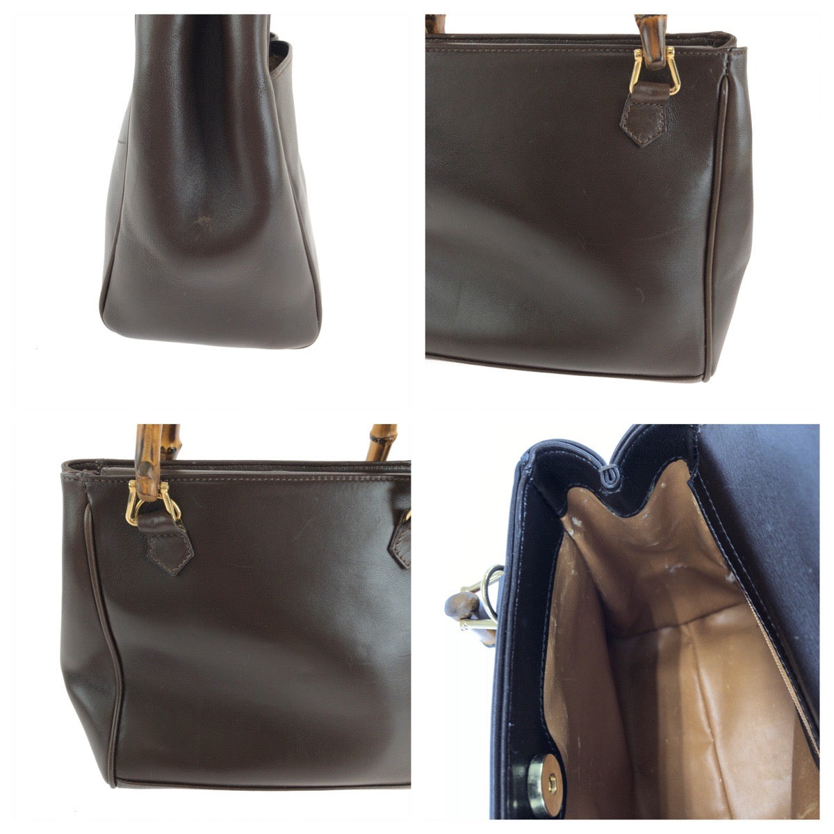 14938
GUCCI グッチ バンブー ブラウン ゴールド金具 レザー 000 032 0015 ショルダーバッグ ハンドバッグ 2way  レディース