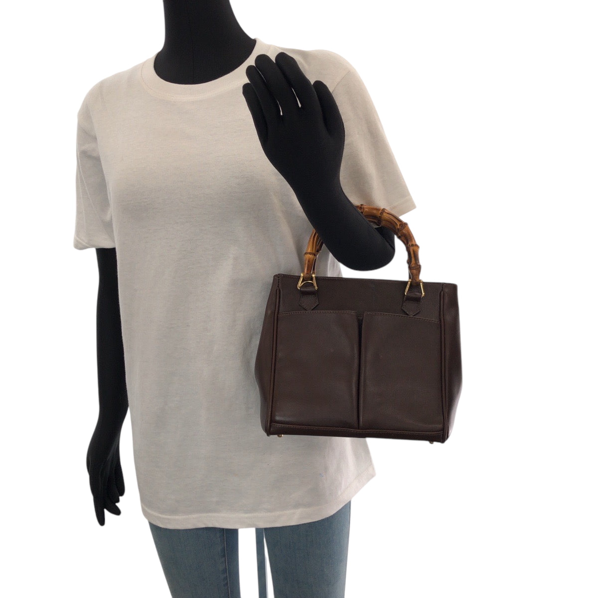 14938
GUCCI グッチ バンブー ブラウン ゴールド金具 レザー 000 032 0015 ショルダーバッグ ハンドバッグ 2way  レディース
