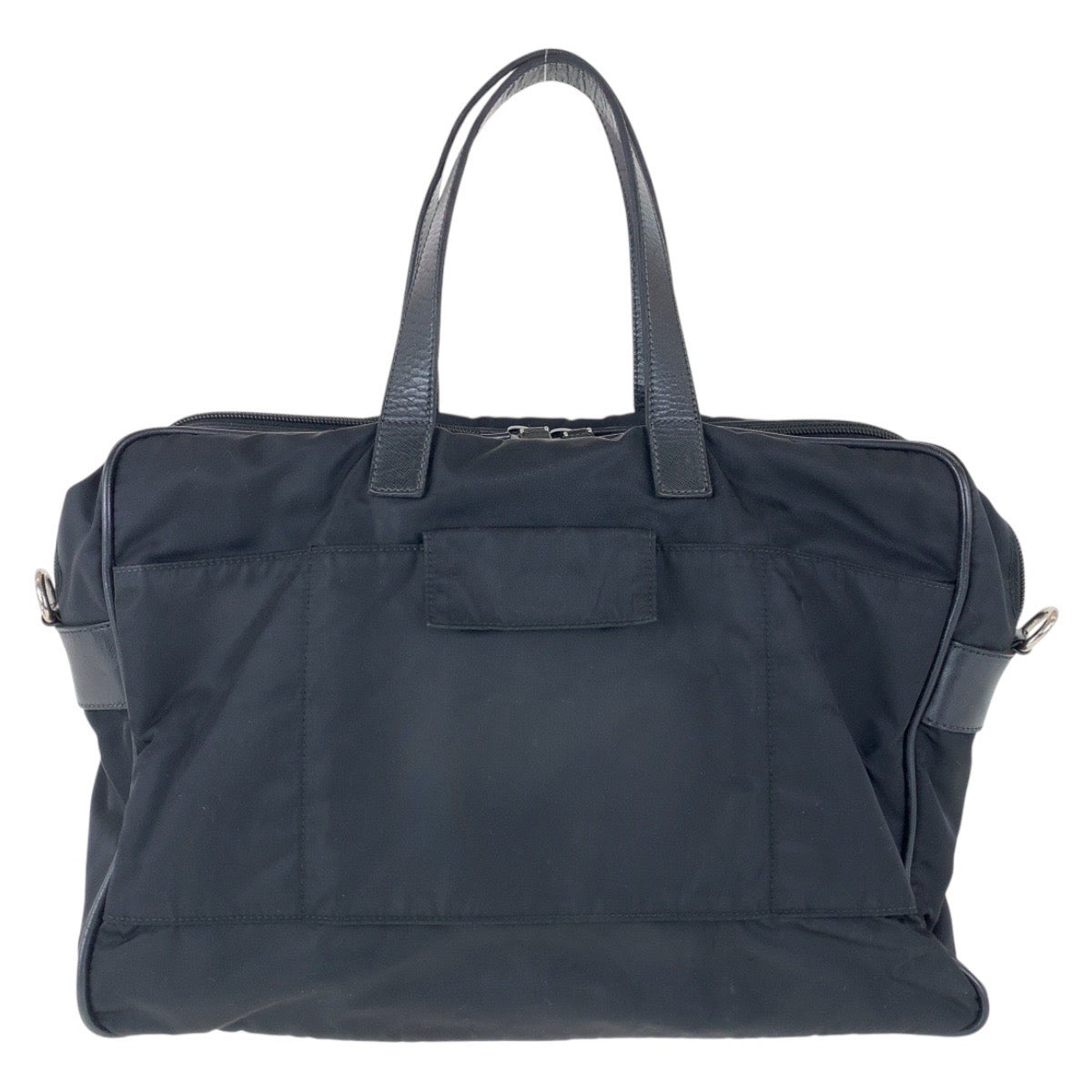 14939
PRADA プラダ テスート サフィアーノ 三角ロゴプレート ブラック 黒 シルバー金具 ナイロン / レザー ビジネスバッグ ブリーフケース 2way  メンズ