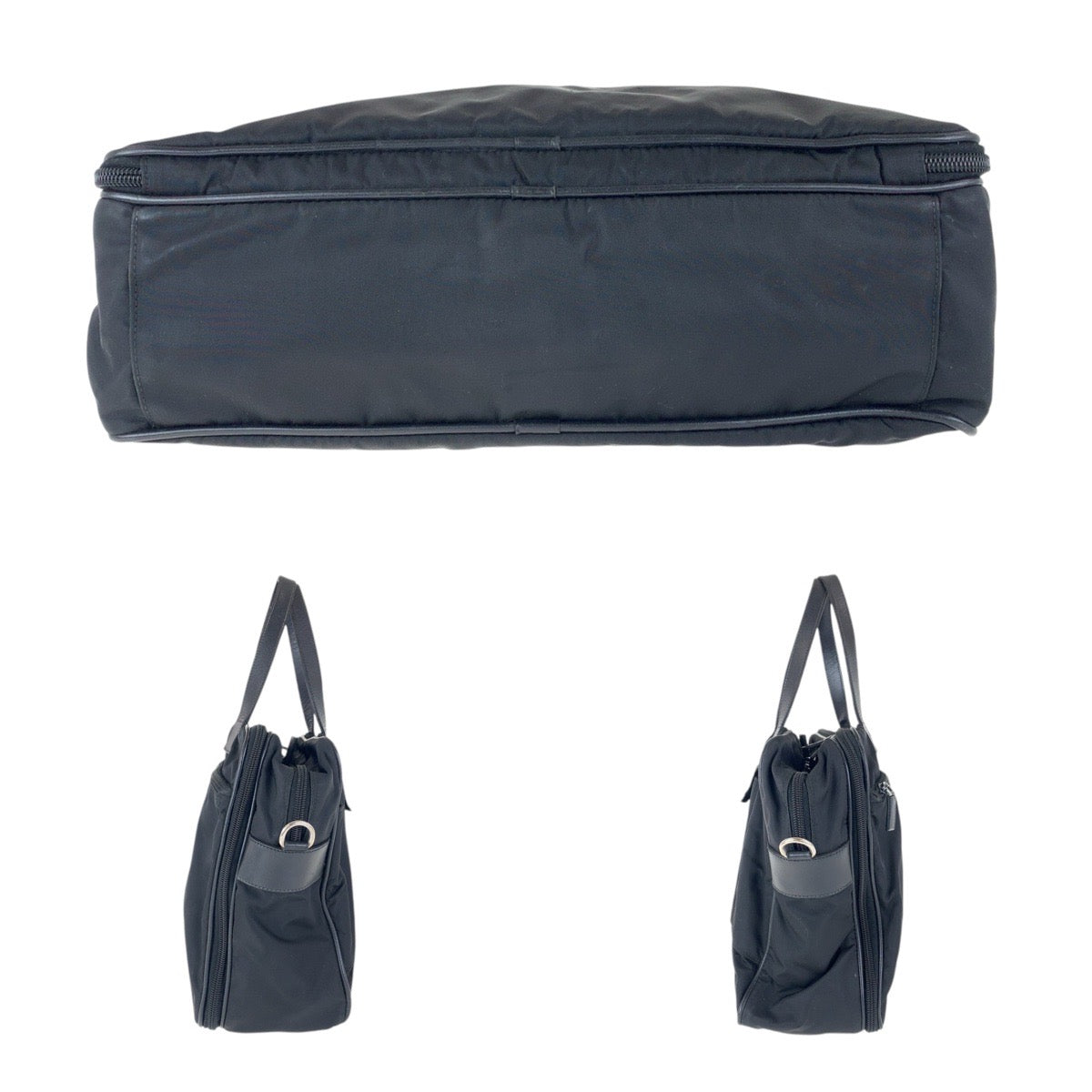 14939
PRADA プラダ テスート サフィアーノ 三角ロゴプレート ブラック 黒 シルバー金具 ナイロン / レザー ビジネスバッグ ブリーフケース 2way  メンズ