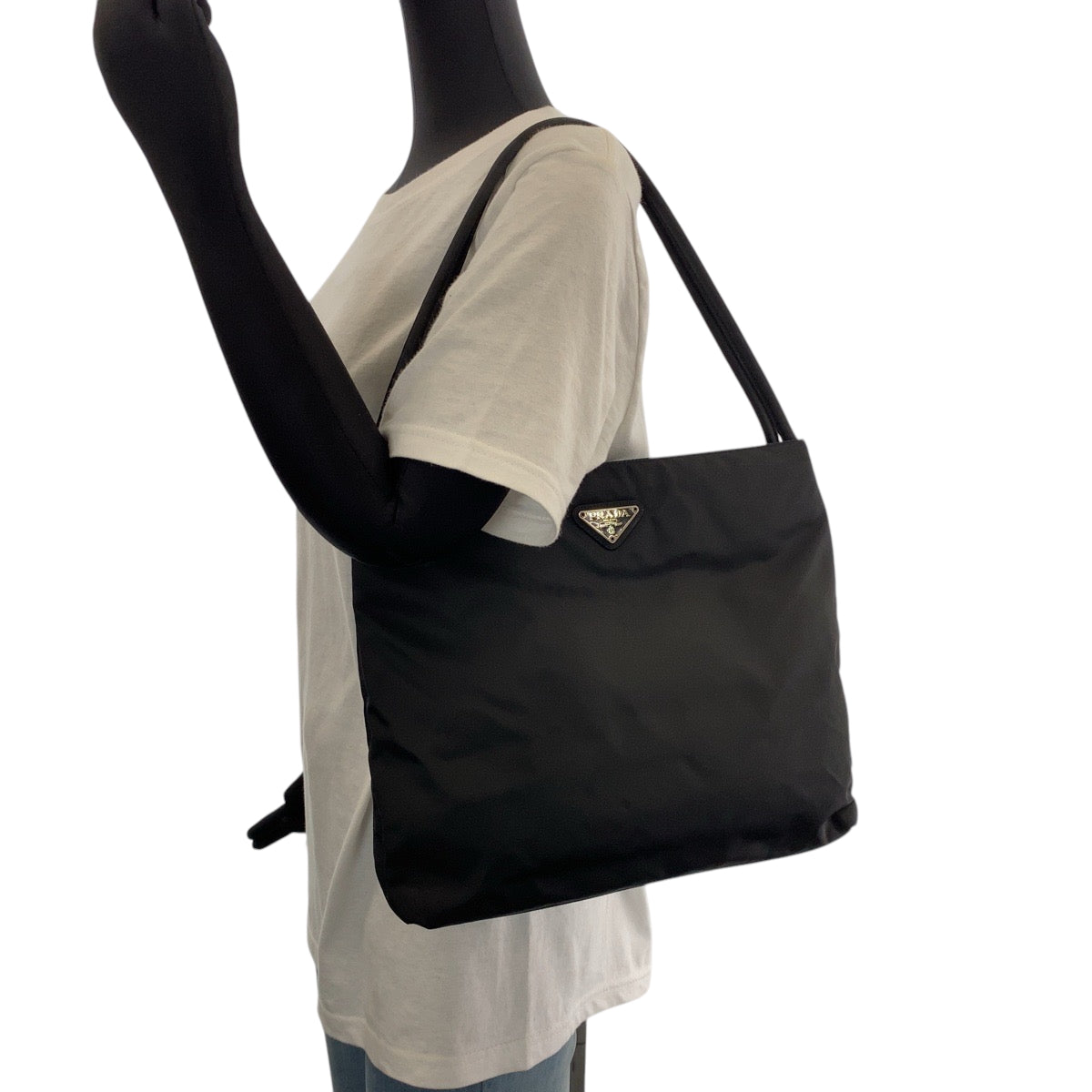 14942
PRADA プラダ テスート 三角ロゴプレート ブラック 黒 シルバー金具 ナイロン B6243 トートバッグ ショルダーバッグ ハンドバッグ  レディース
