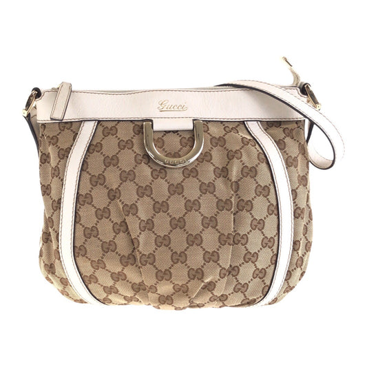 14943
GUCCI グッチ ベージュ ホワイト ゴールド金具 GGキャンバス / レザー 203257 斜め掛け ショルダーバッグ  レディース