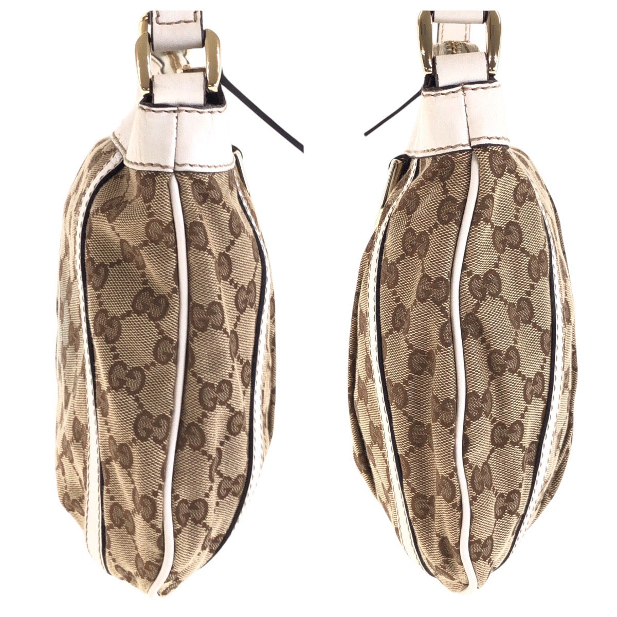 14943
GUCCI グッチ ベージュ ホワイト ゴールド金具 GGキャンバス / レザー 203257 斜め掛け ショルダーバッグ  レディース