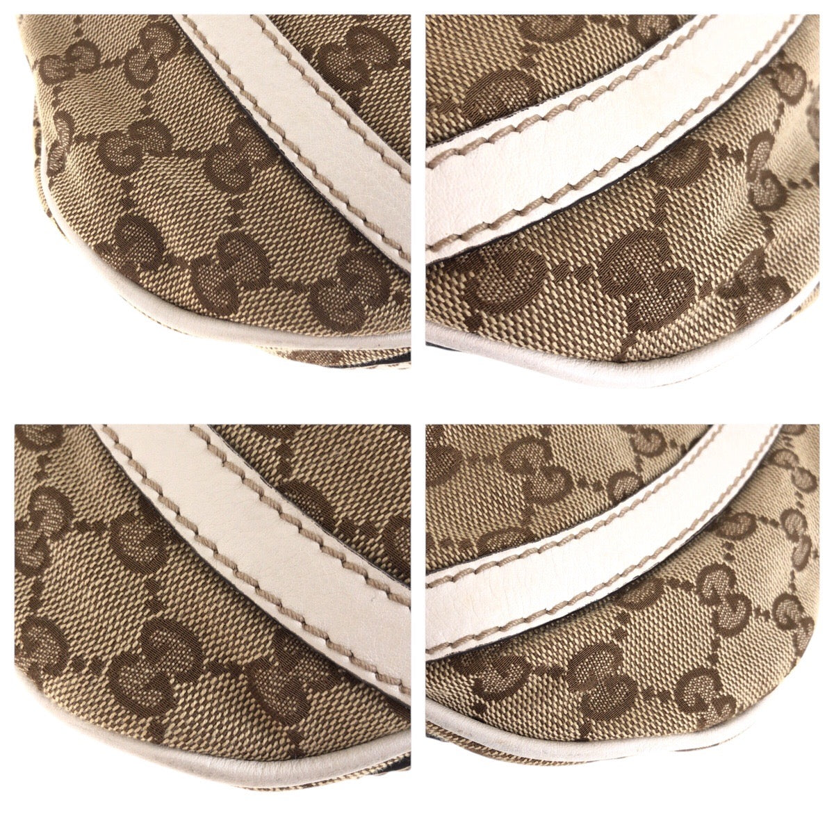 14943
GUCCI グッチ ベージュ ホワイト ゴールド金具 GGキャンバス / レザー 203257 斜め掛け ショルダーバッグ  レディース