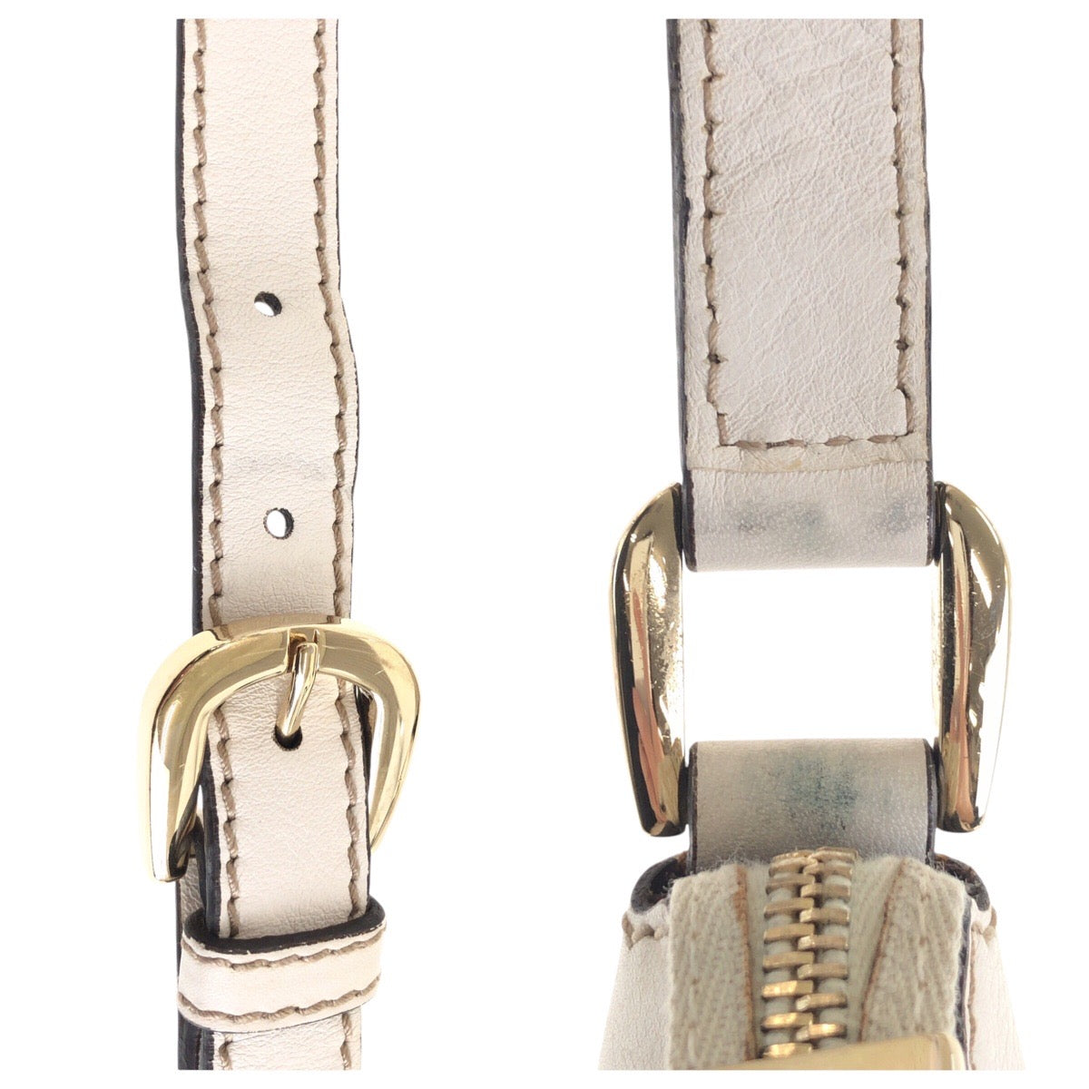 14943
GUCCI グッチ ベージュ ホワイト ゴールド金具 GGキャンバス / レザー 203257 斜め掛け ショルダーバッグ  レディース