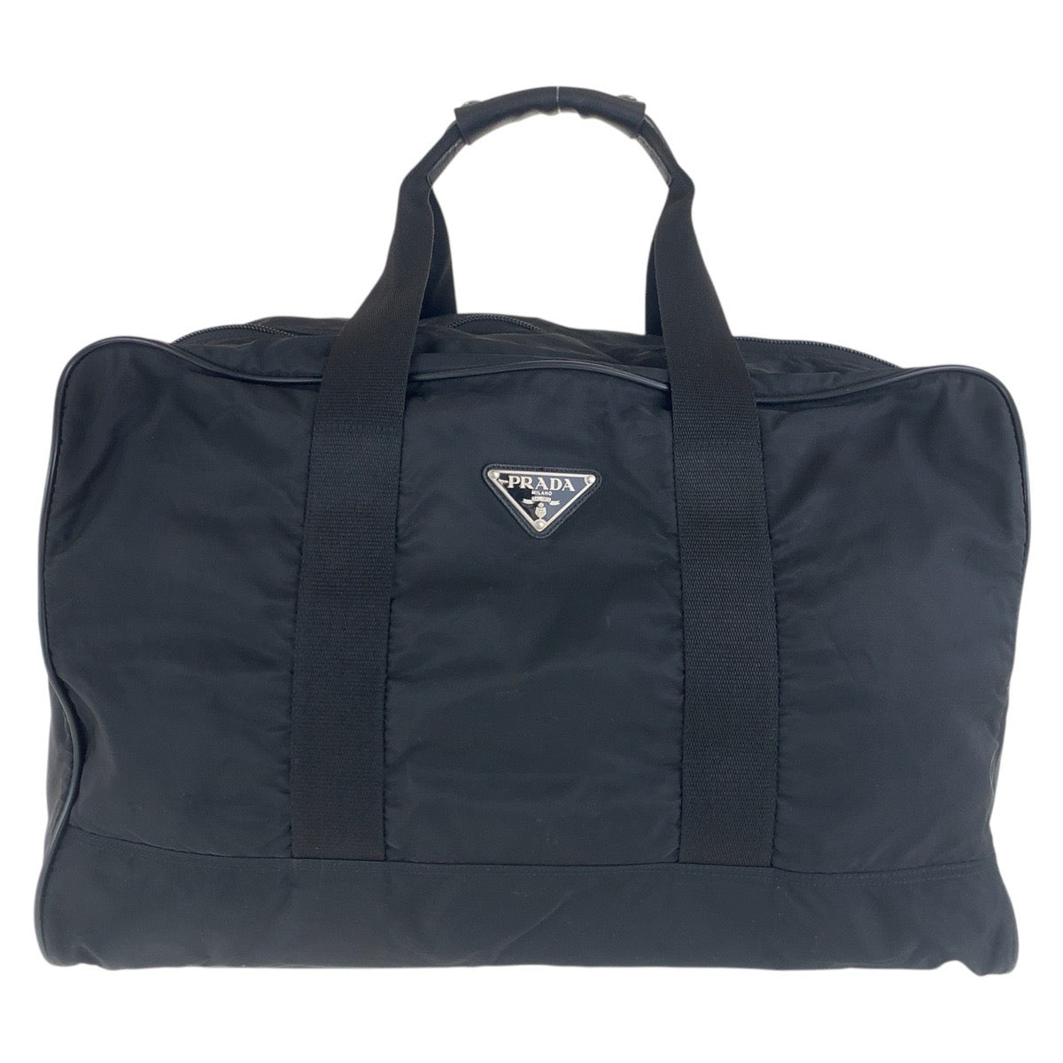 14944
PRADA プラダ テスート 三角ロゴプレート ブラック 黒 シルバー金具 ナイロン ボストンバッグ 男女兼用  レディース