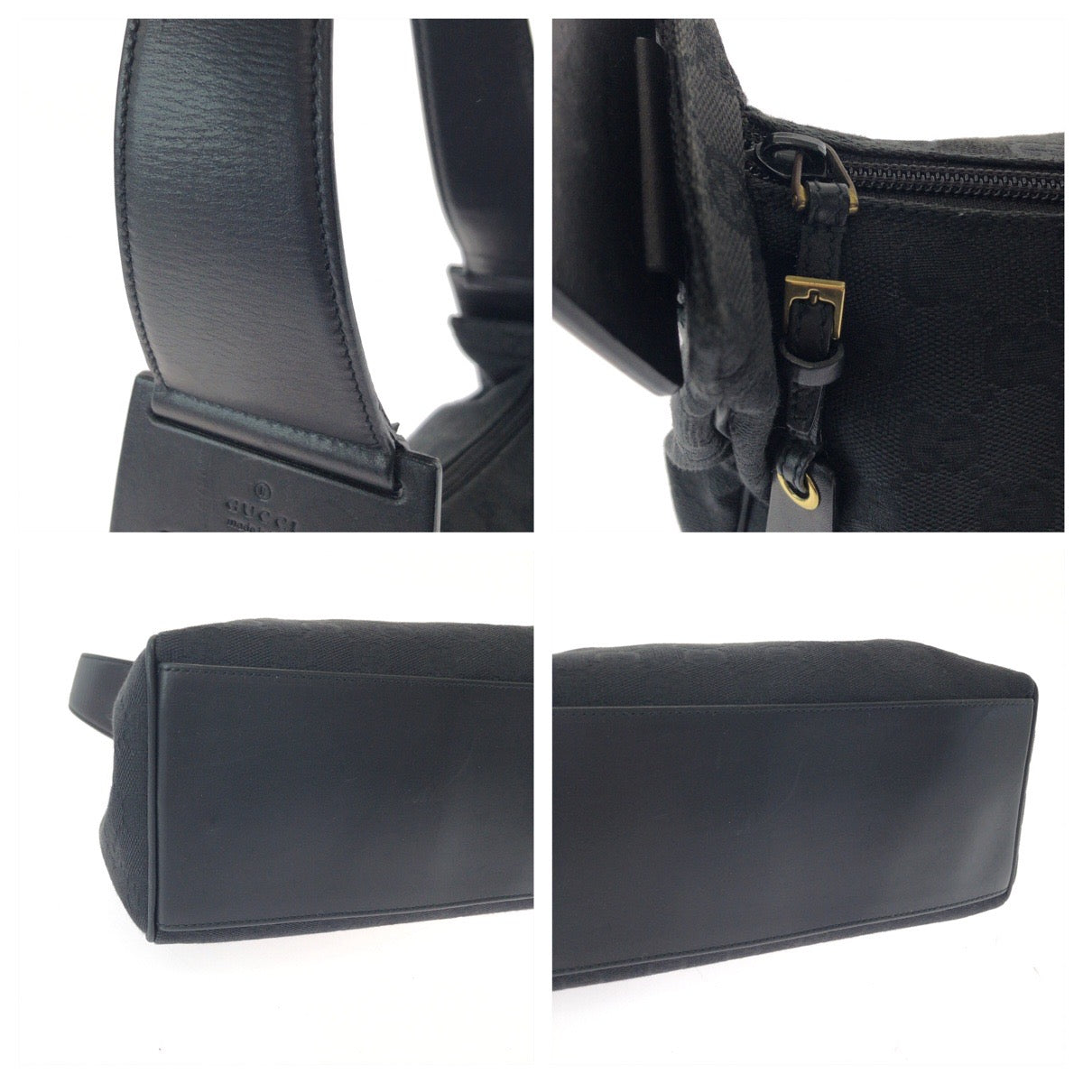 14945
GUCCI グッチ ブラック 黒 ゴールド金具 GGキャンバス 92699 ホーボー ワンショルダーバッグ 肩掛け  レディース
