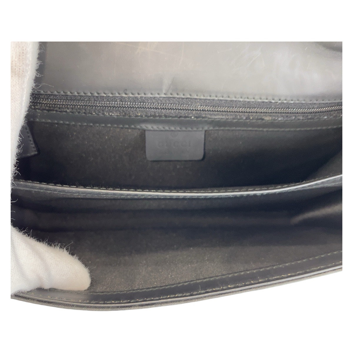 14946
GUCCI グッチ ブラック 黒 シルバー金具 GGキャンバス / レザー 018 1600 セカンドバッグ  メンズ