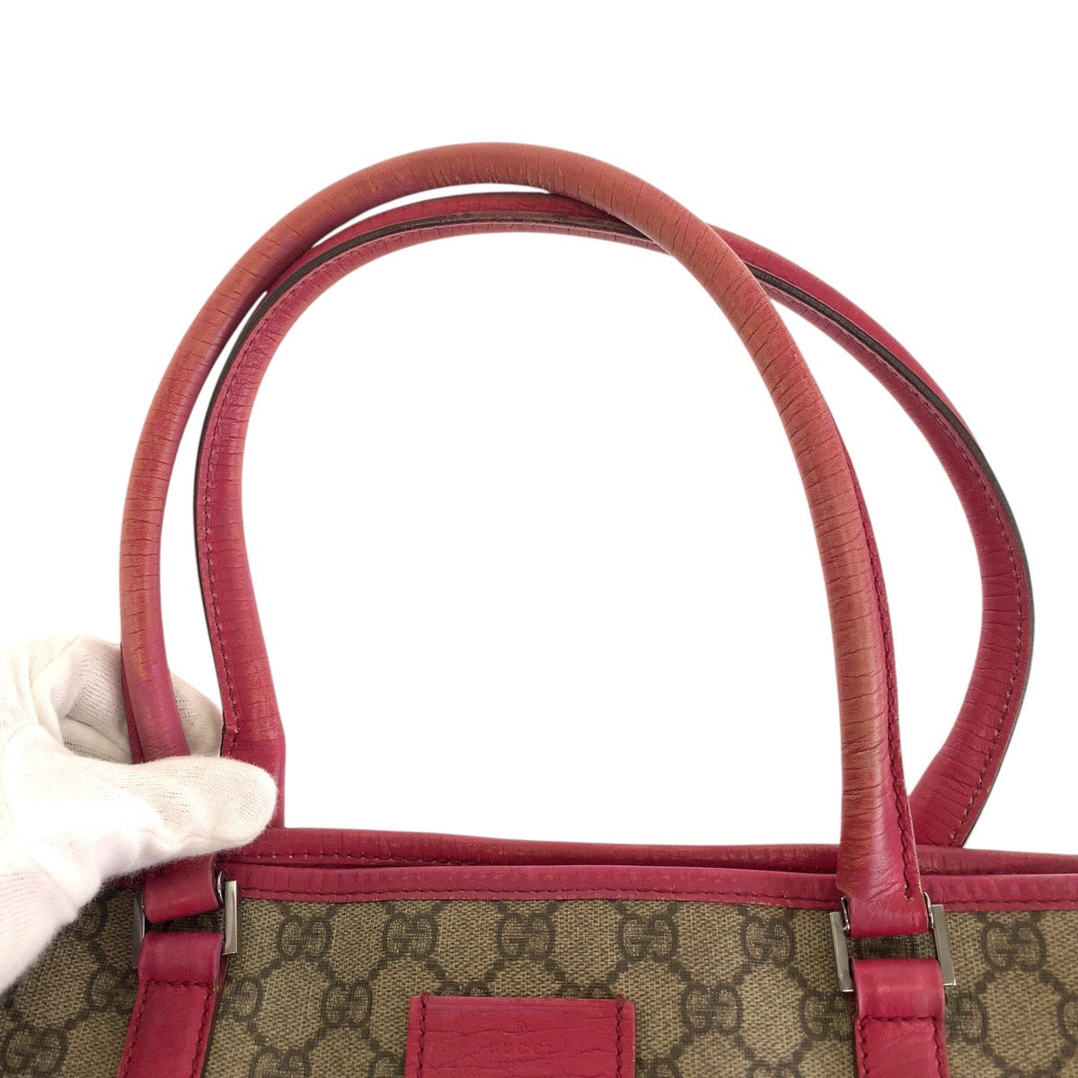 14949
GUCCI グッチ ピンク ブラウン シルバー金具 GGスプリームキャンバス / レザー 114595 トートバッグ ショルダーバッグ  レディース